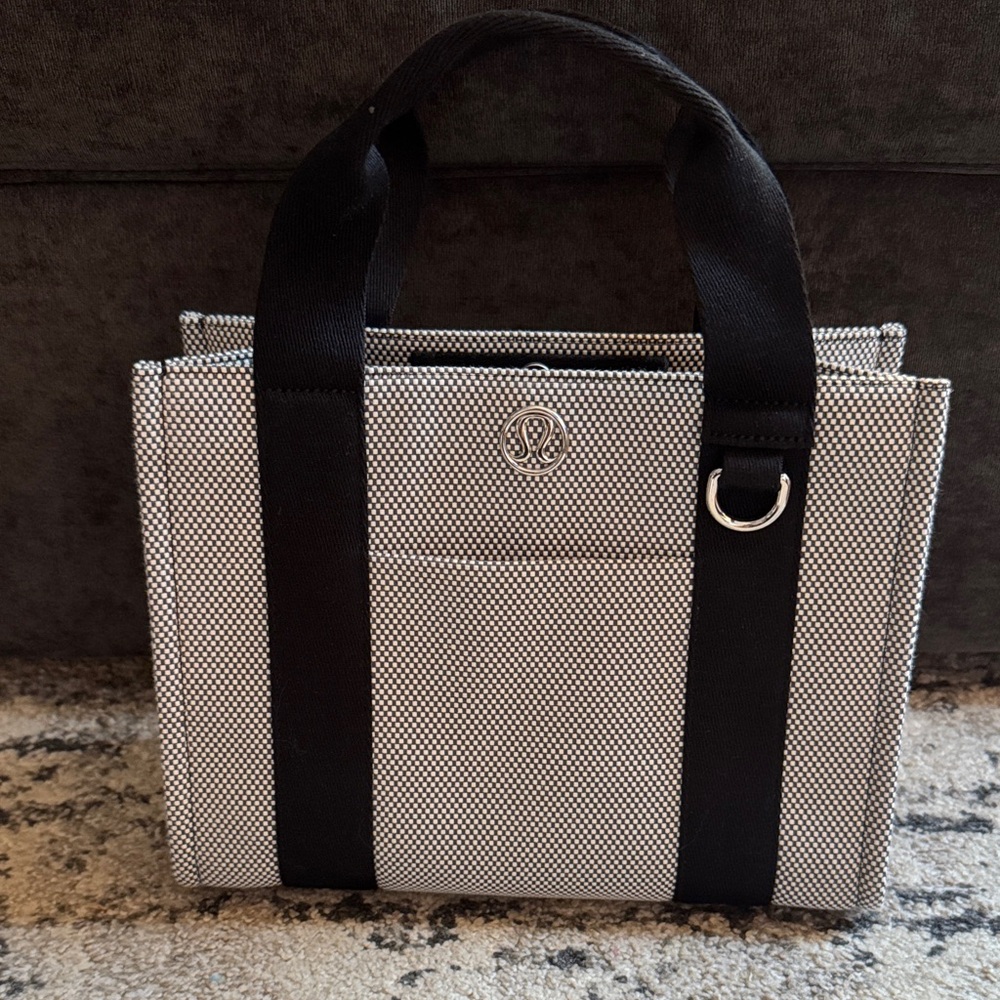 Lululemon Black and White Canvas Tote Mini